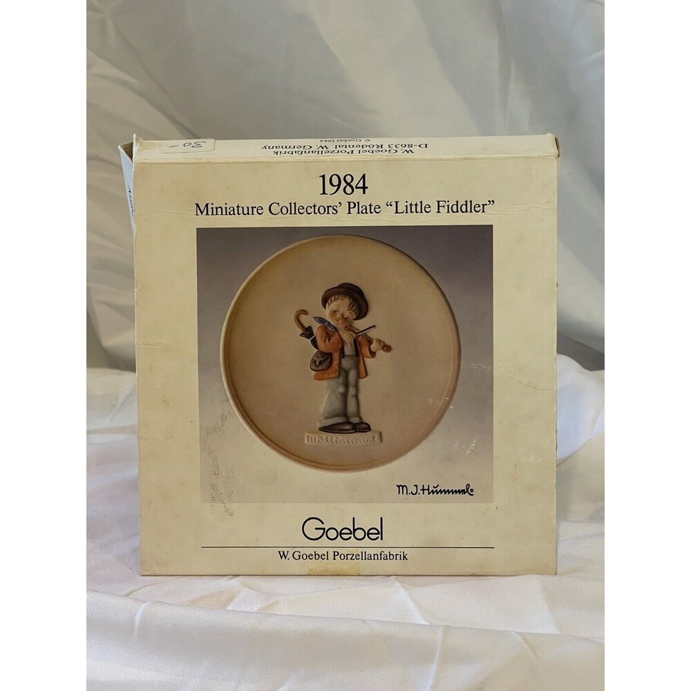 1984 M.J. Hummel Miniature Collectors Plate Little Fiddler W/ Box Mini Goebel 4"
